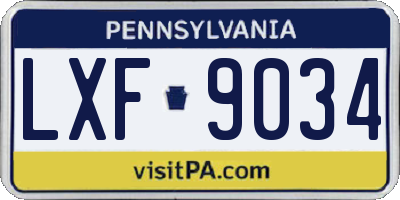 PA license plate LXF9034