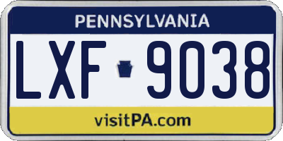 PA license plate LXF9038