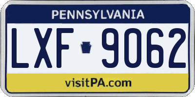 PA license plate LXF9062