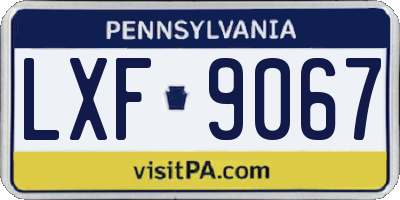 PA license plate LXF9067