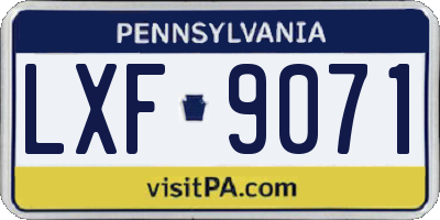 PA license plate LXF9071