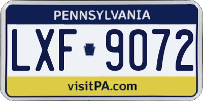 PA license plate LXF9072