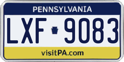 PA license plate LXF9083