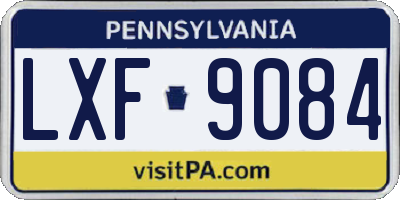PA license plate LXF9084