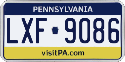 PA license plate LXF9086