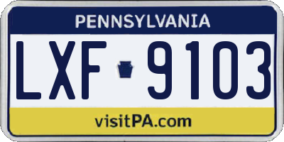 PA license plate LXF9103