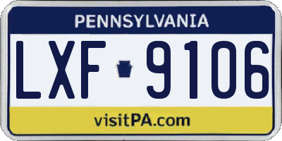 PA license plate LXF9106