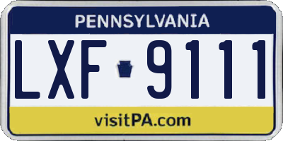 PA license plate LXF9111
