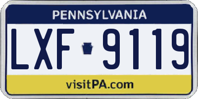 PA license plate LXF9119