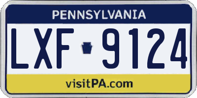 PA license plate LXF9124