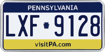 PA license plate LXF9128