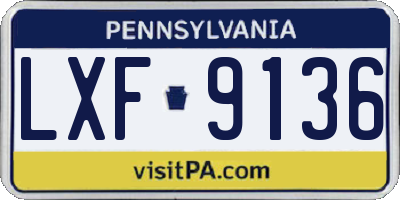 PA license plate LXF9136