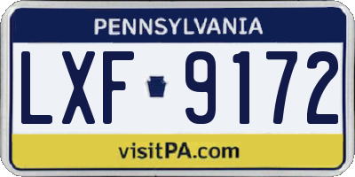 PA license plate LXF9172