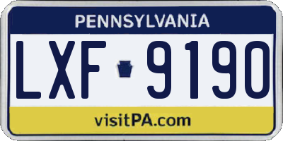 PA license plate LXF9190