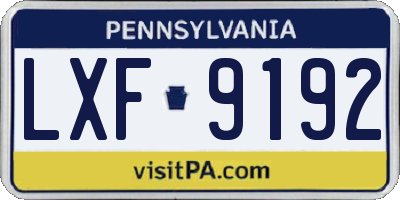 PA license plate LXF9192