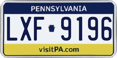 PA license plate LXF9196