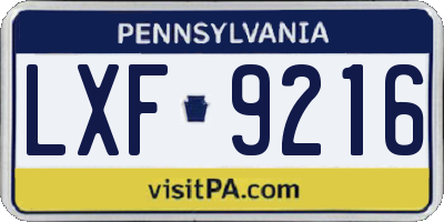PA license plate LXF9216