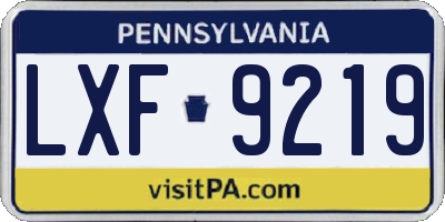 PA license plate LXF9219