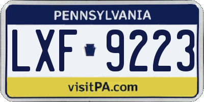 PA license plate LXF9223