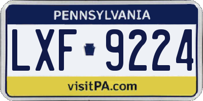PA license plate LXF9224
