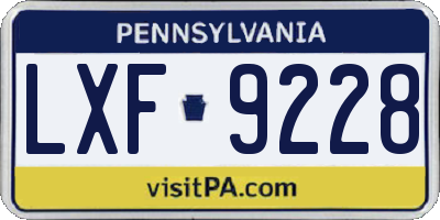 PA license plate LXF9228