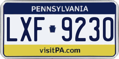 PA license plate LXF9230