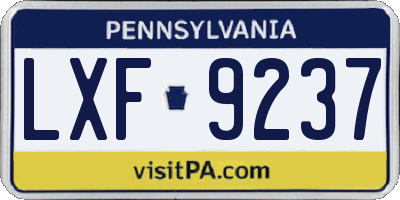 PA license plate LXF9237