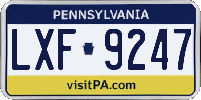 PA license plate LXF9247