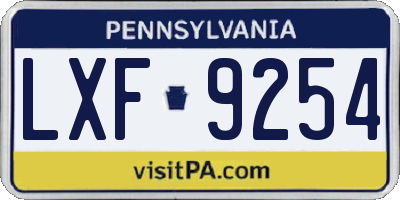 PA license plate LXF9254