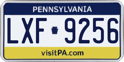 PA license plate LXF9256