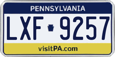 PA license plate LXF9257
