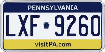 PA license plate LXF9260