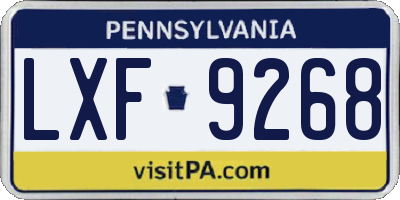PA license plate LXF9268