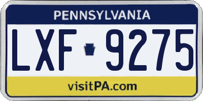 PA license plate LXF9275