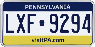 PA license plate LXF9294
