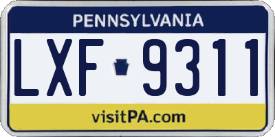 PA license plate LXF9311