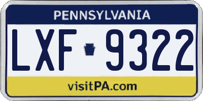 PA license plate LXF9322