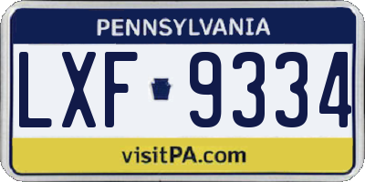 PA license plate LXF9334