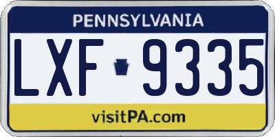 PA license plate LXF9335