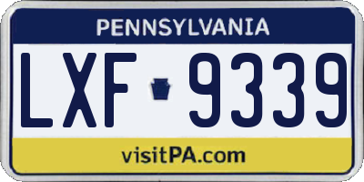 PA license plate LXF9339