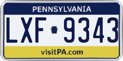 PA license plate LXF9343