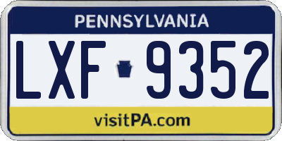 PA license plate LXF9352