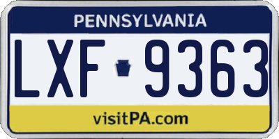 PA license plate LXF9363