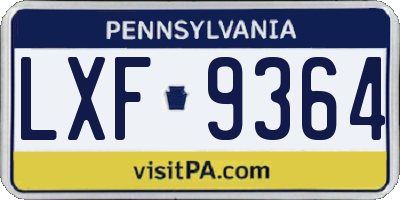 PA license plate LXF9364
