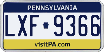PA license plate LXF9366