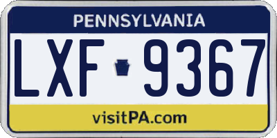 PA license plate LXF9367