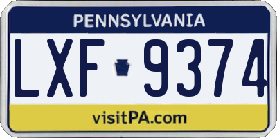 PA license plate LXF9374