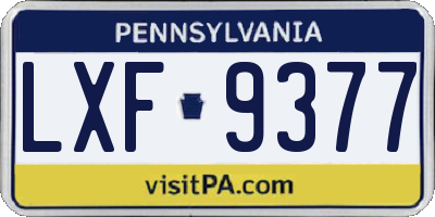 PA license plate LXF9377