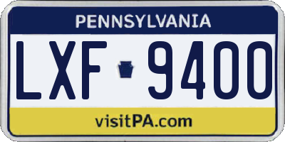 PA license plate LXF9400