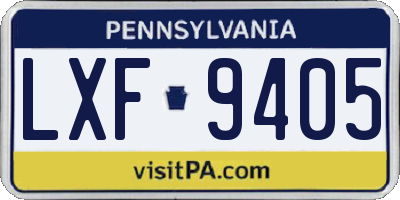 PA license plate LXF9405